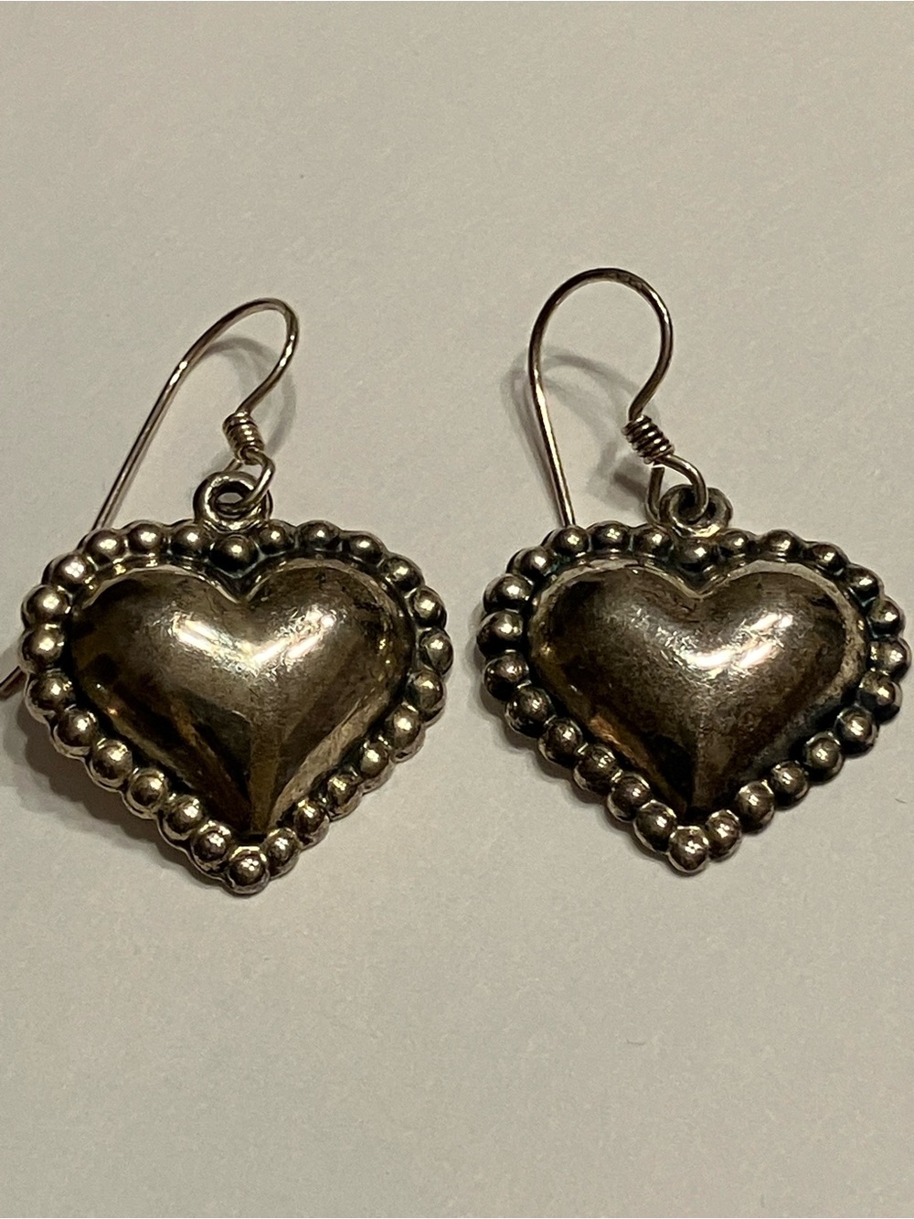 STERLING SILVER STAMPED HEART EARRINGS ❤️